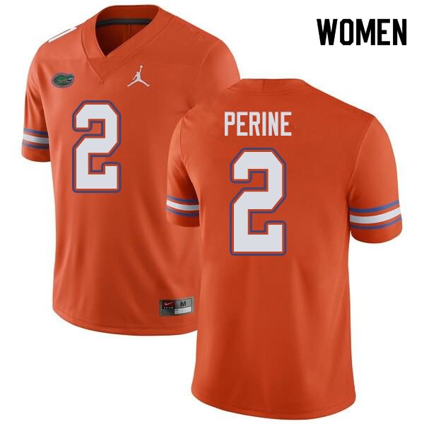 Women's NCAA Florida Gators Lamical Perine #2 Stitched Authentic Jordan Brand Orange College Football Jersey RUM0865SL